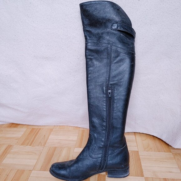 💯% Genuine Leather Over the knee Black Boots - low heels - size 36 - Picture 3 of 16